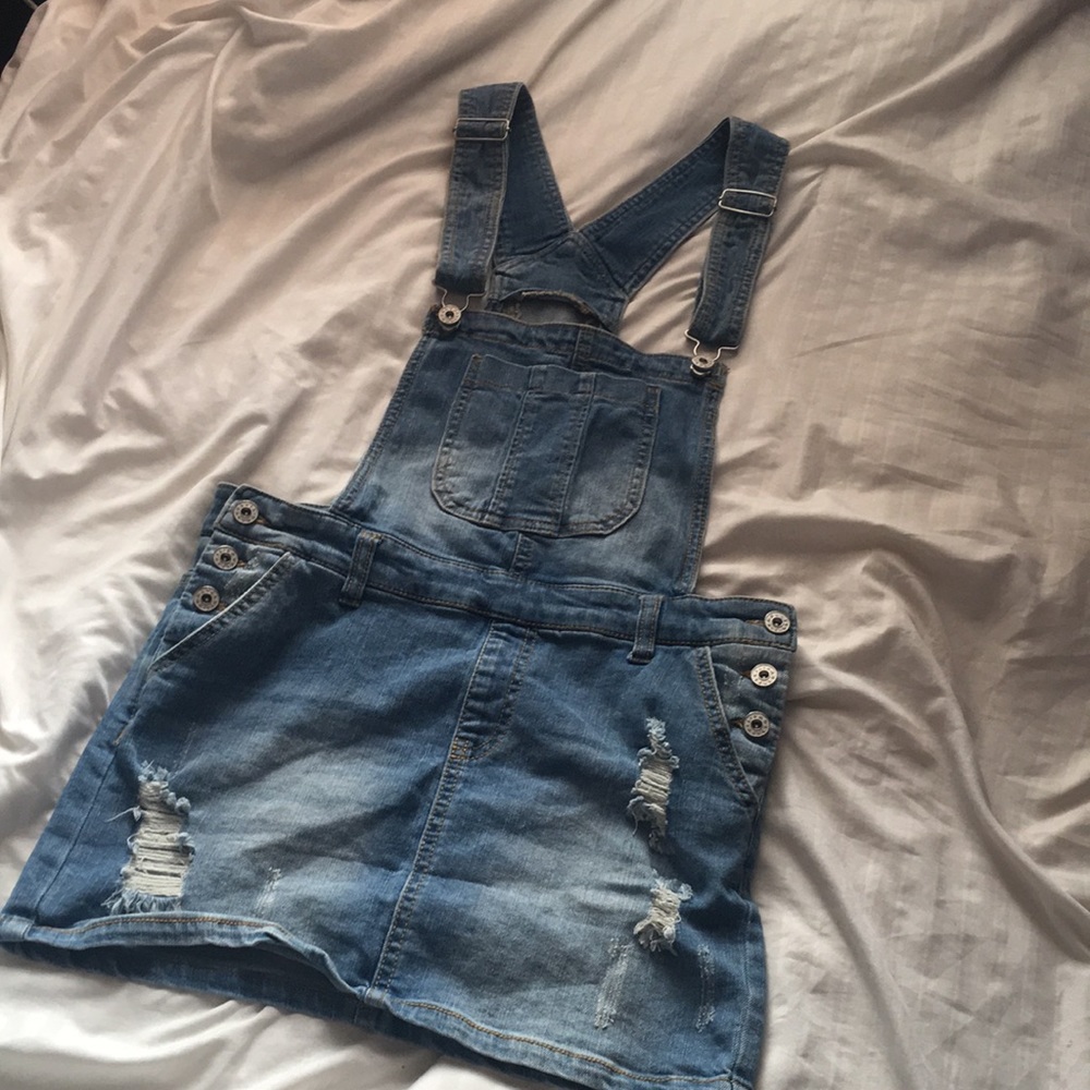 Denim overall skirt